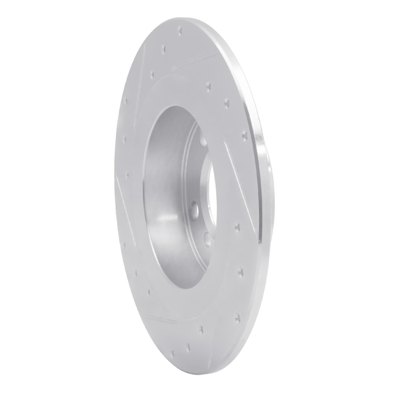 Mini Cooper Countryman Brake Rotor (1) - Rear Right - R1 Concepts - Drilled & Slotted - Silver - `13-`16